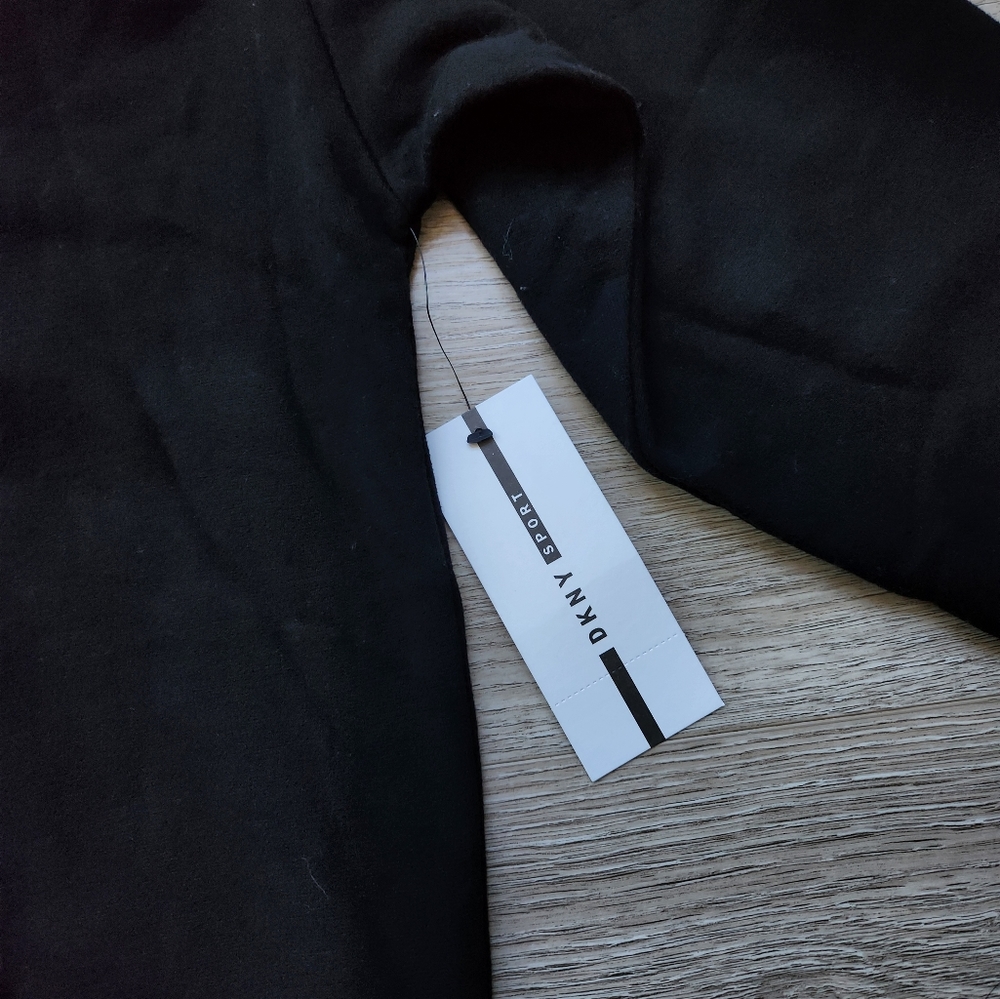 DKNY Sport Black Logo Hoodie Womens Large Sweater Long Sleeve Athleisure Nwt - Picture 6 of 9